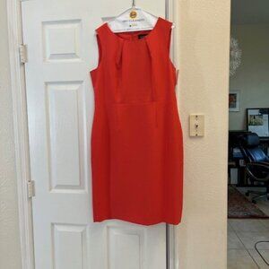 Black Label By Evan Picone Sleeveless Sheath Dress Size 12 Large Coral Orange